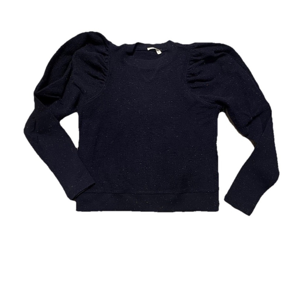 Ulla Johnson Women's Blue Philo Puff Long Sleeve Crewneck Sweatshirt Size Medium